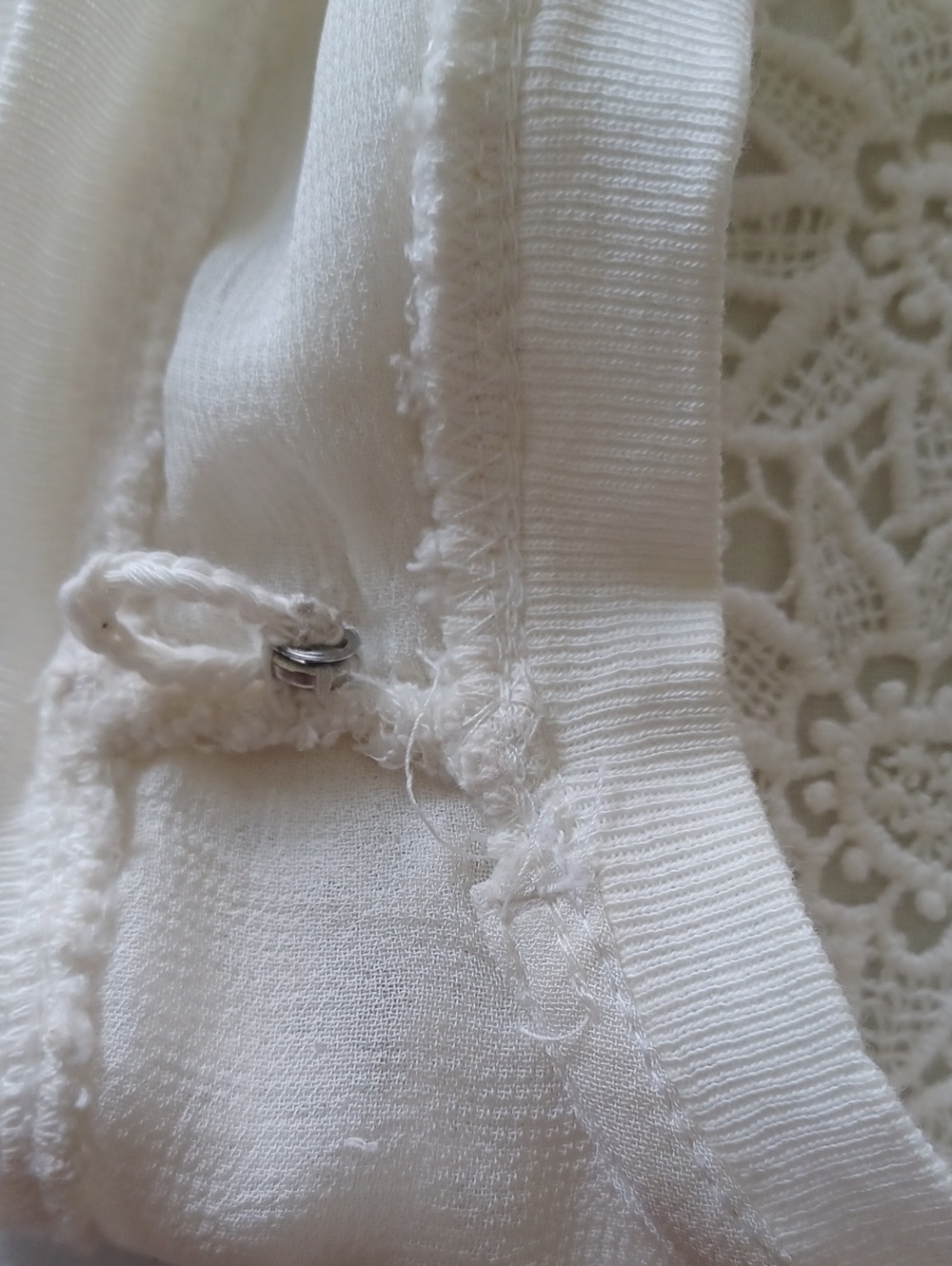 Anthropologie Maeve Cream Lace Top with Multicolor Floral Embroidery, Size S - Picture 10 of 12